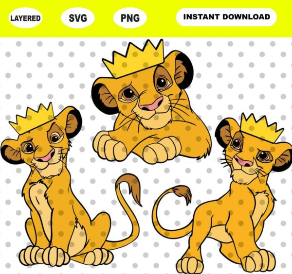 3Pcs, Lion King Svg Png Simba Cutting Files Cricut Silhouette Nursery