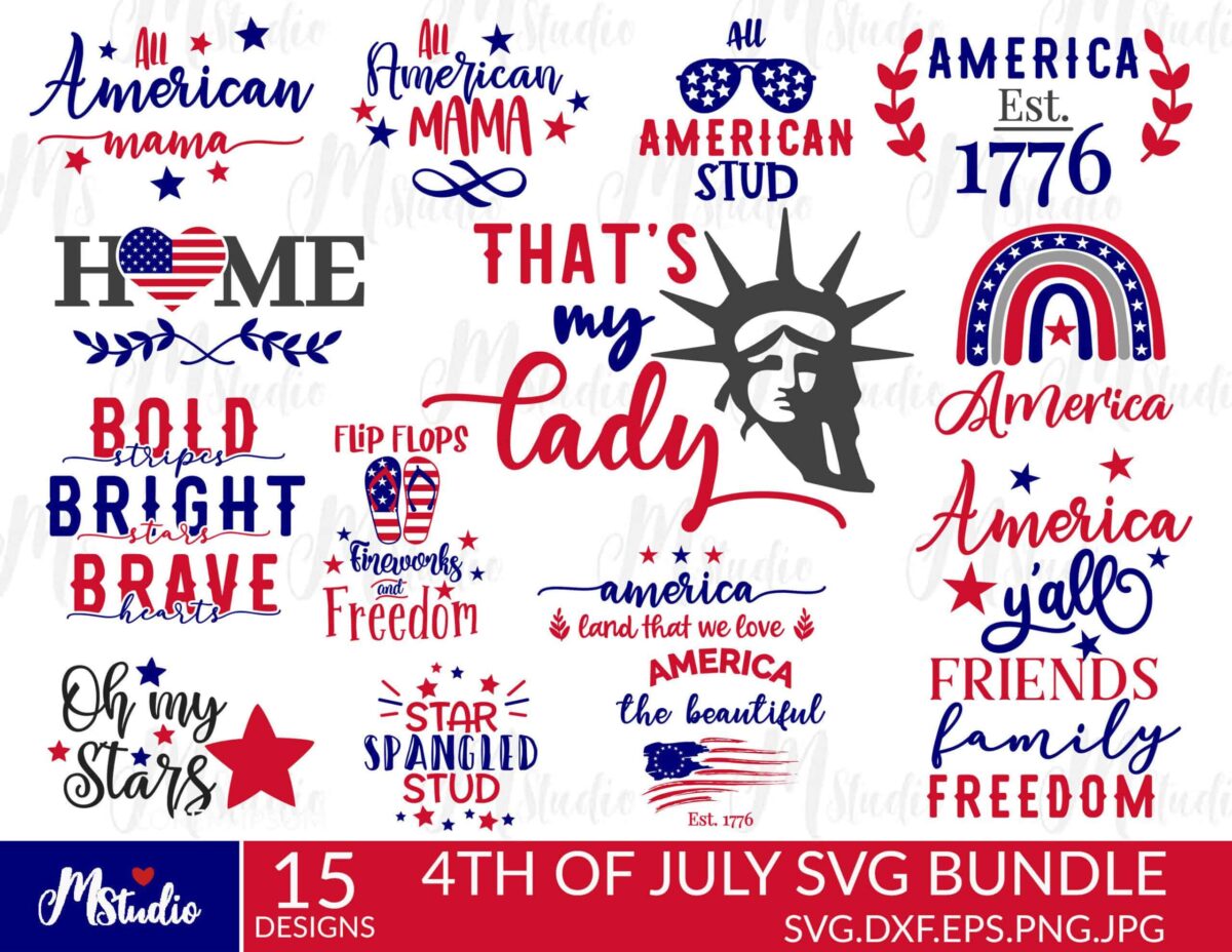 4Th Of July Svg Bundle, Usa Flag Svg, Independence Day, Fourth Of
