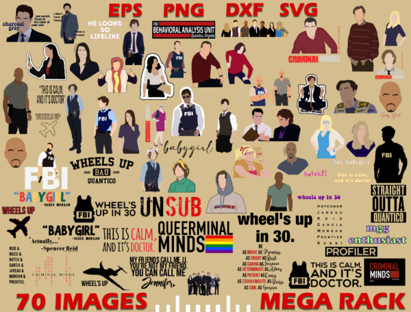 70+ Criminal Minds Svg Bundle, Silhouette Cut Files, Clipart, Bundle