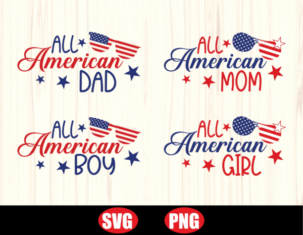 All American Family Bundle Svg, Independence Day, 4Th Of July Svg,