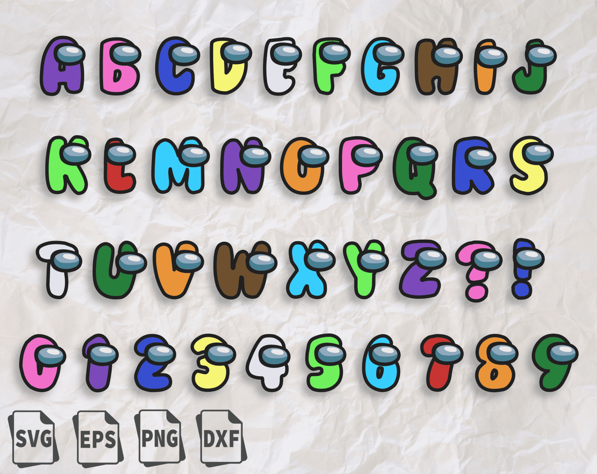 Among Us Alphabet, Among Us Font Svg, Among Us Birthday Diy, Among Us ...
