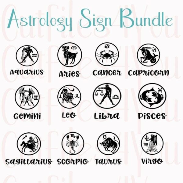 Astrology Sign Svg, Zodiac Signs, Horoscope Svg Bundle Instant Download ...