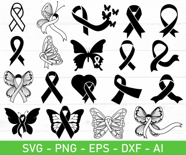 Awareness Ribbon Svg Bundle, Awareness Ribbon Svg Butterfly, Breast