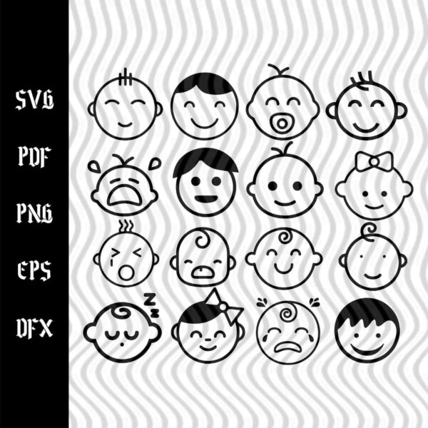 Baby And Kid Faces Svg Bundle, Babies And Kids Svg, Baby Svg, Kids