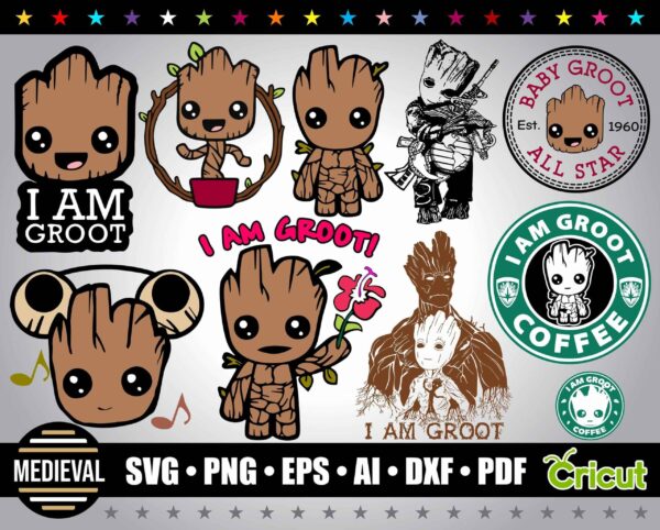 Baby Groot, Svg, Png, Dxf, Pdf, Eps, Ai, Baby Groot Starbucks Svg,