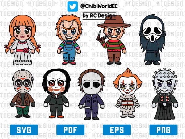 Baby Horror Characters Svg, Horror Movie Killers Svg, Halloween