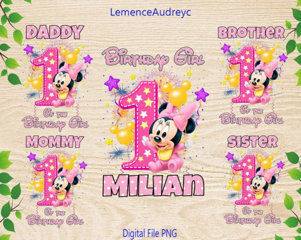 Baby Minnie Birthday Png, Birthday Party Png, Family Birthday Bundle