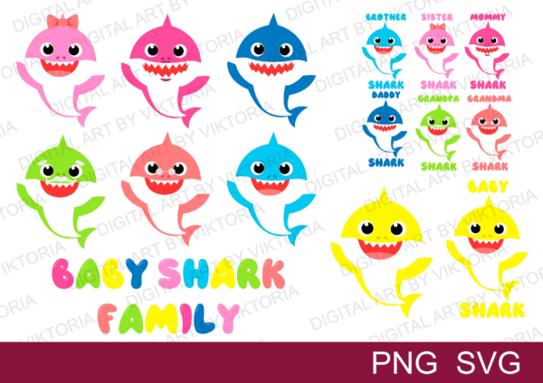 Baby Shark Family Svg, Png, Family Shark Png Bundle, Baby Shark Svg