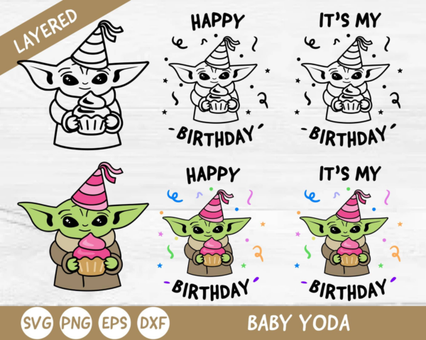 Baby Yoda Svg, Baby Yoda Birthday Svg, Its My Birthday Svg, Happy