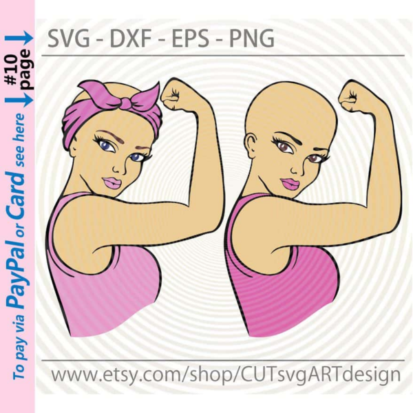 Bald Head Woman Svg, Cancer Survivor Svg, Rosie The Riveter Strong