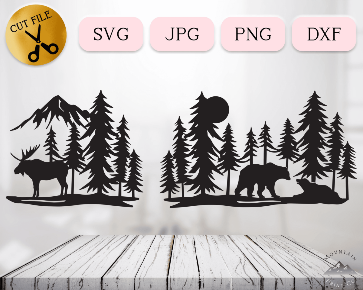 Bear Svg, Dense Forest Landscape Svg Bundle