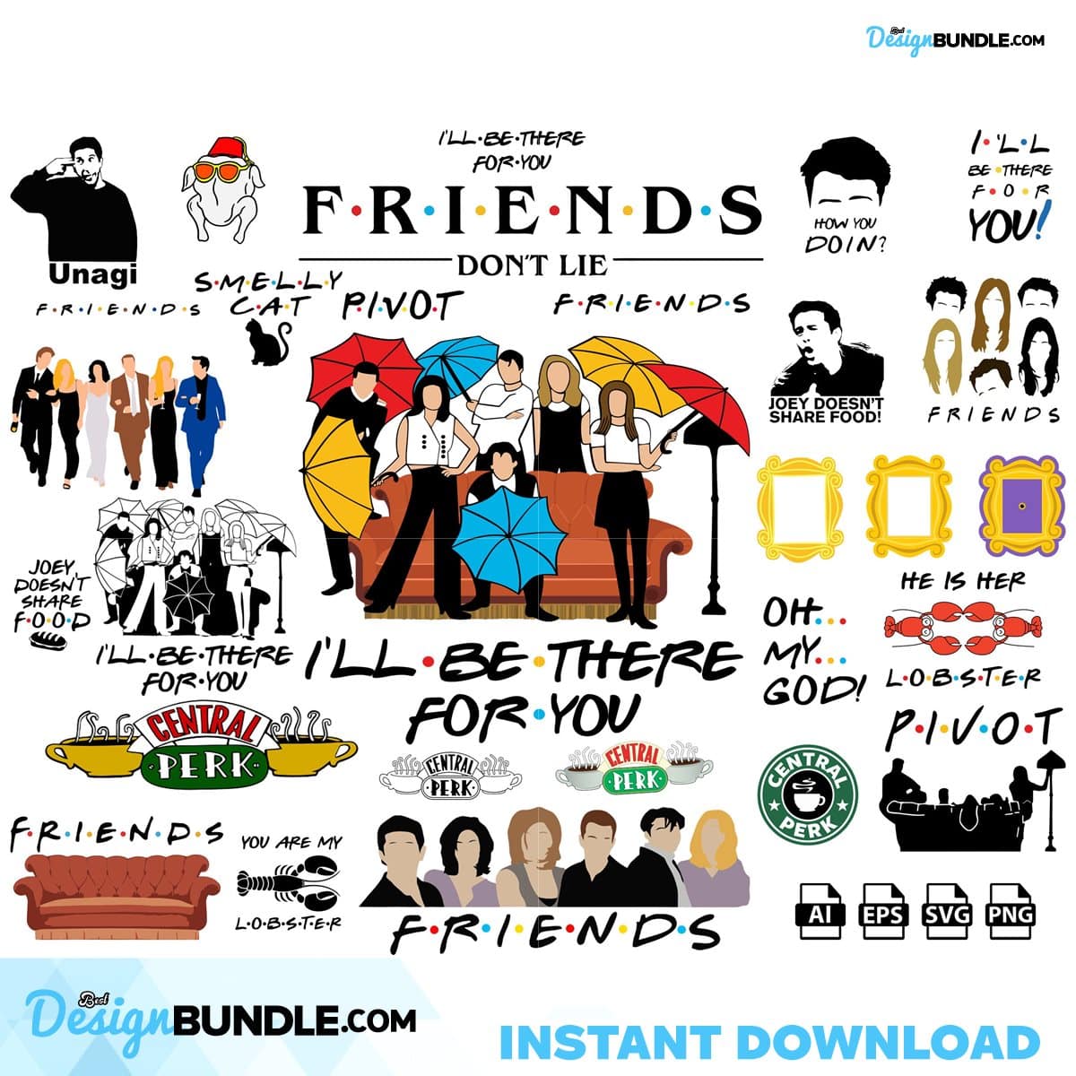 Friends Tv Show Svg Png Bundle, Friends Quote, Shirt Designs, Friends ...