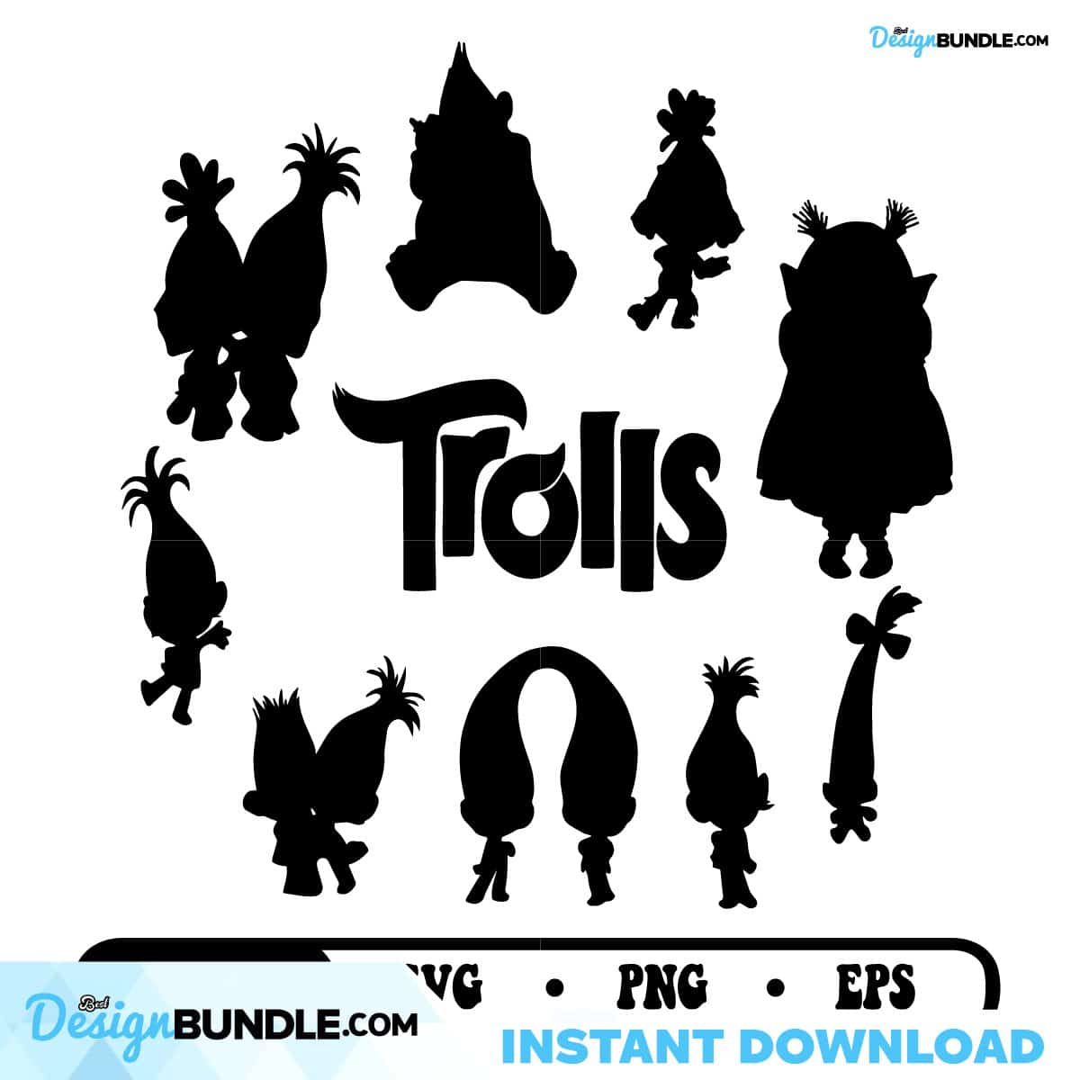 Troll Silhouette Svg Shapes Of Trolls Svg Trolls Svg Bundle Digital Fi ...