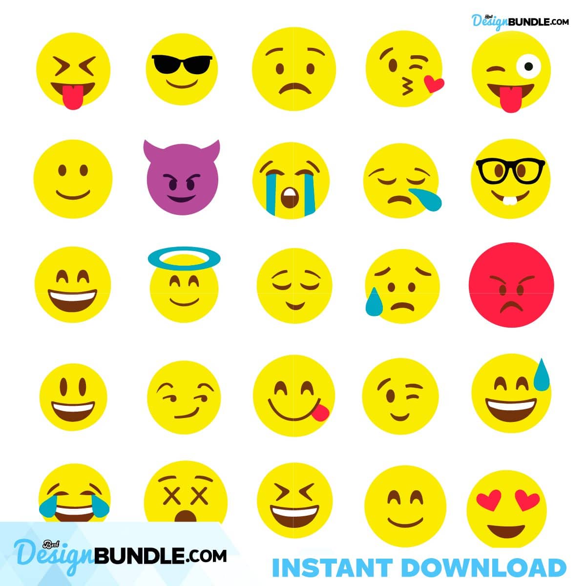 Emojis Bundle Svg, Cartoon Svg, Smiley Faces Svg, Emoji Faces Svg ...