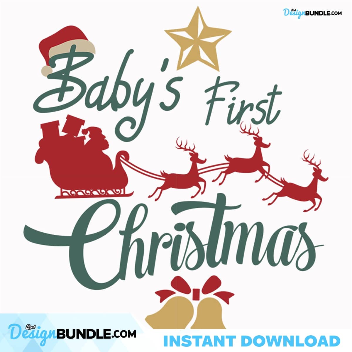 Babys First Christmas Bell Svg, Christmas Svg, Santa Svg, Bell Svg