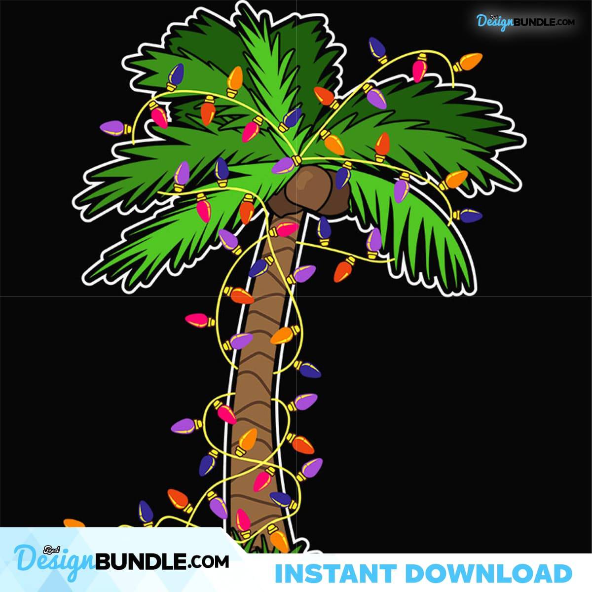 Christmas Lights Palm Tree Beach Svg, Christmas Svg, Palm Svg ...