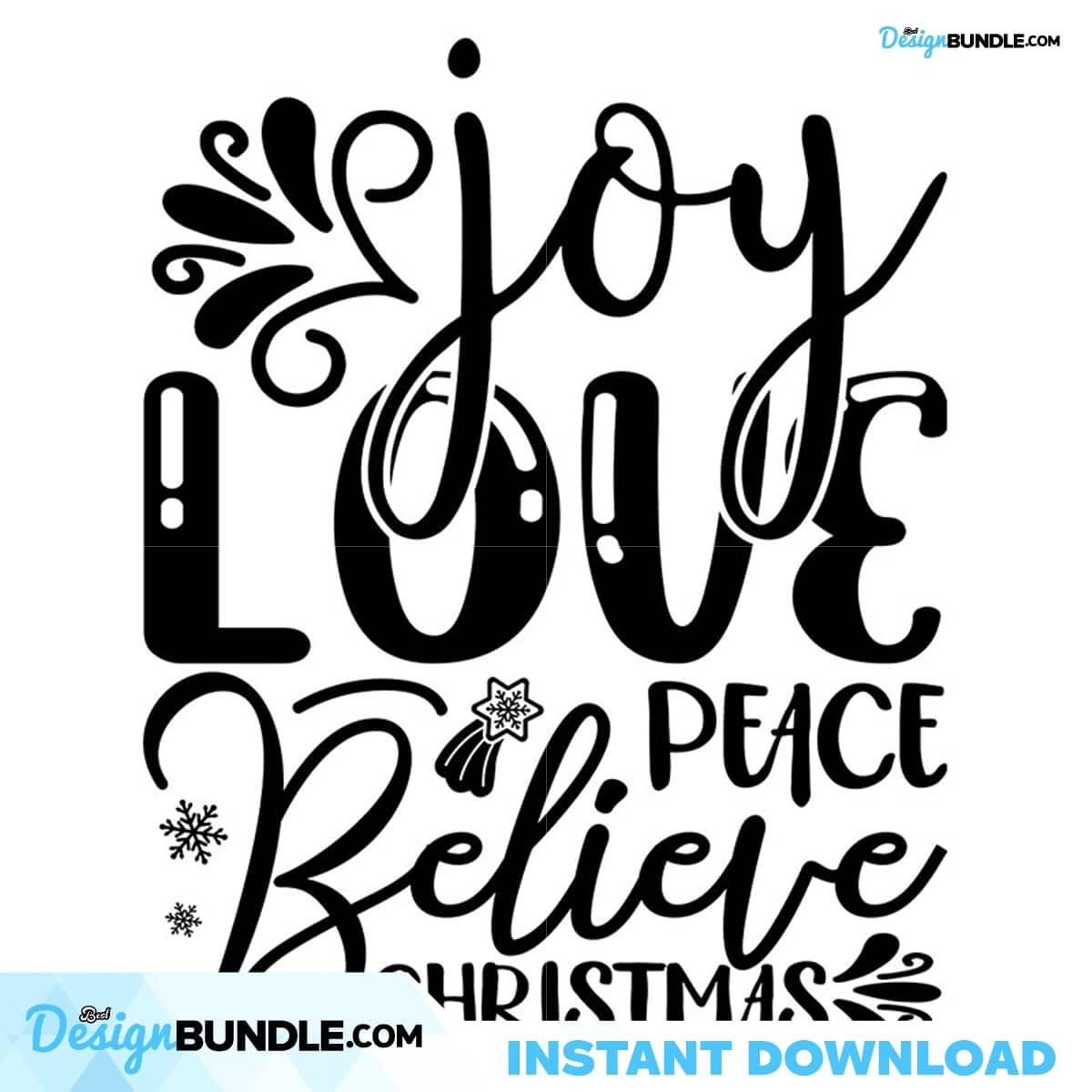 Joy Love Peace Believe Christmas Svg, Christmas Svg, Christmas Joy Svg ...