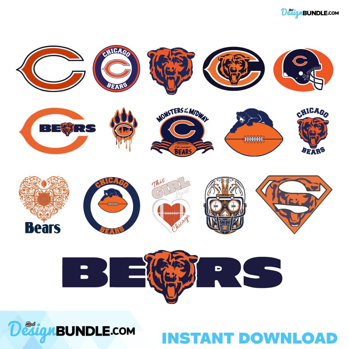 Chicago Bears Svg Bundle, Bears Svg, Chicago Bears Logo » BestDesignBundle