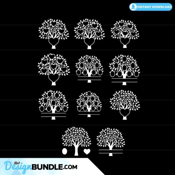 Family Tree SVG Bundle, Tree Svg, Ancestry Svg, Last Name Svg, Heart