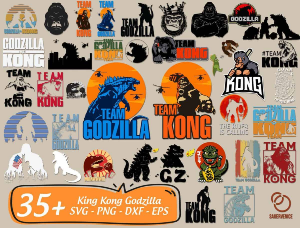 Big 35+Kong Vs Godzilla Svg Bundle, Silhouette Cut Files, Clipart,