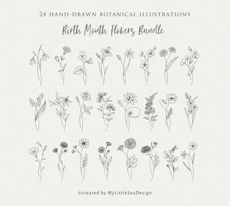 Birth Month Flowers Svg Bundle