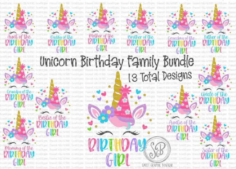 Birthday Girl Unicorn Sublimation Design