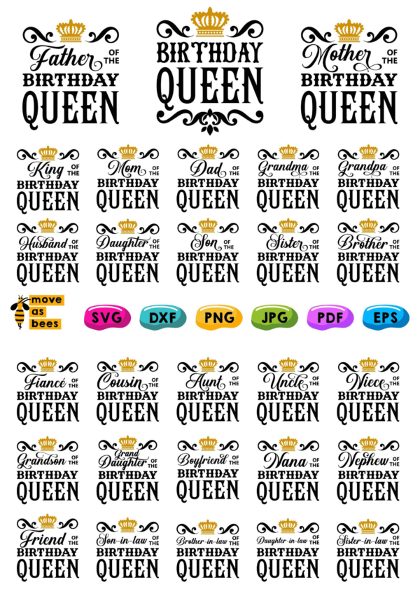 Birthday Queen Svg Bundle, Birthday Woman, Girl'S Family Svg,