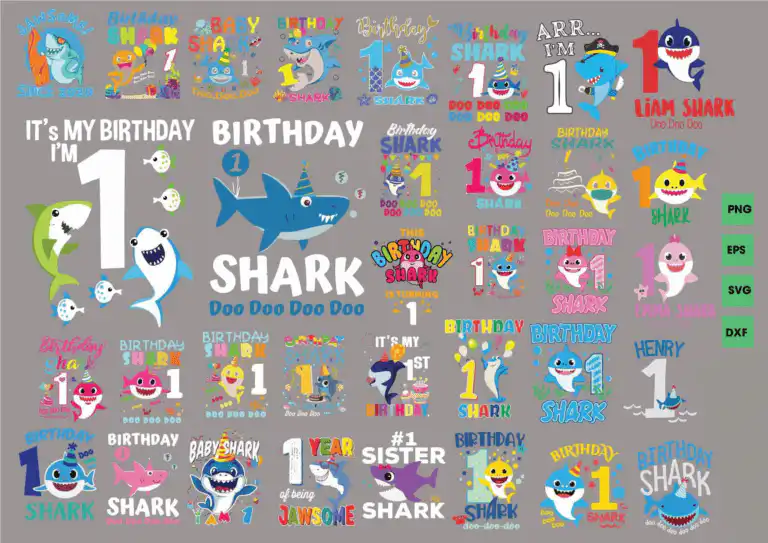Birthday Shark Bundle Svg