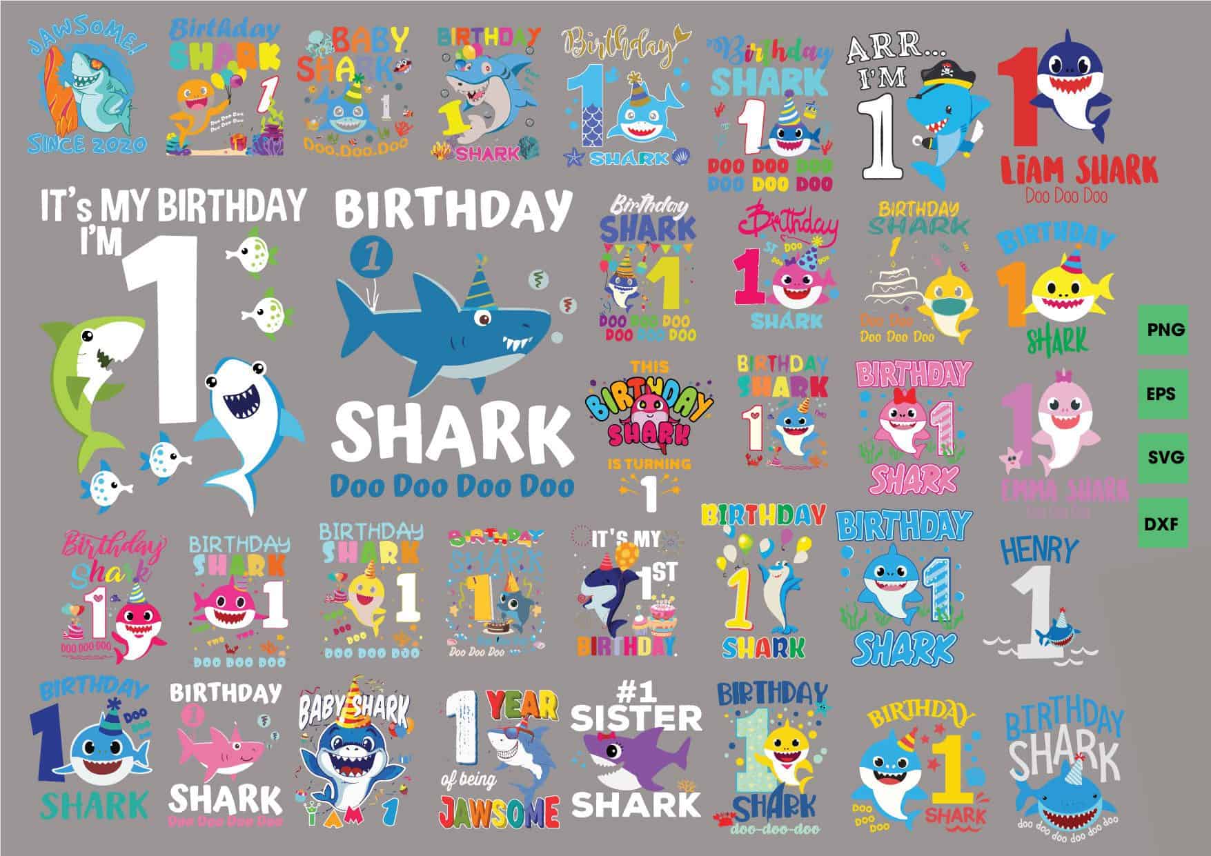 Birthday Shark Bundle Svg, 1St Birthday Svg, Baby Shark Svg, Daddy ...