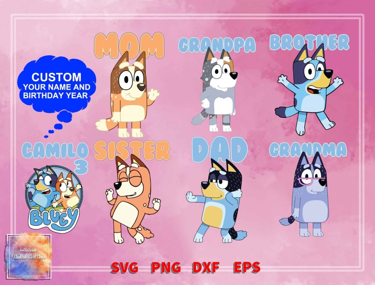 Bluey Birthday Svg Bundle, Heeley Family Svg, Bandit Svg,Bluey Dad