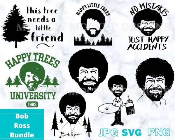 Bob Ross Bundle Pack Cut Files And Printables Svg
