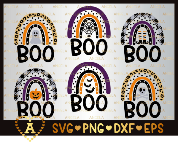 Boo Rainbow Svg, Halloween Rainbow Set, Leopard Rainbow, Rainbow