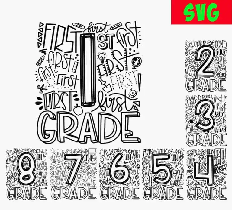 Bundle 1St 8Th Grade Typography Team Kids Teacher Svg