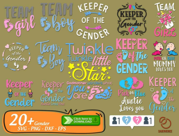 Bundle 20+ Gender Reveal, Svg,Clipart, Bundle Svg Files For Cricut,