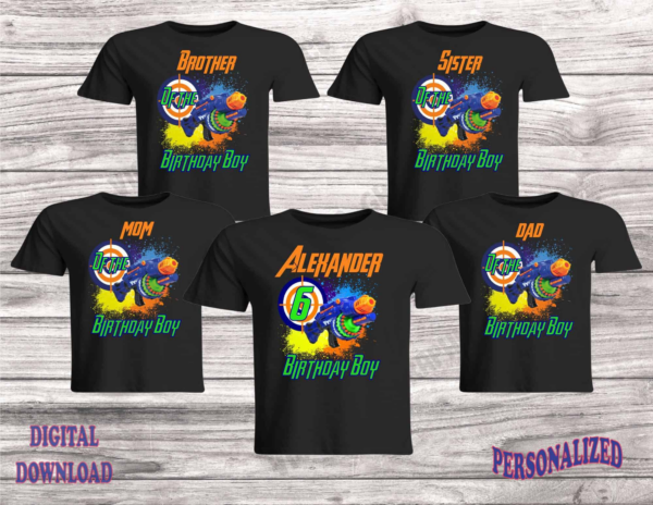 Bundle 5 Personalized With Any Name Nerf Iron On Transfer