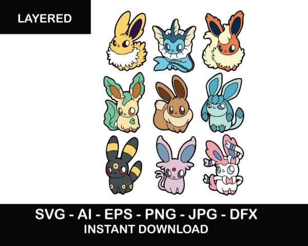 Bundle Cute Eevee Evolutions, Pokemon Game, Cute Pokemon, Eevee