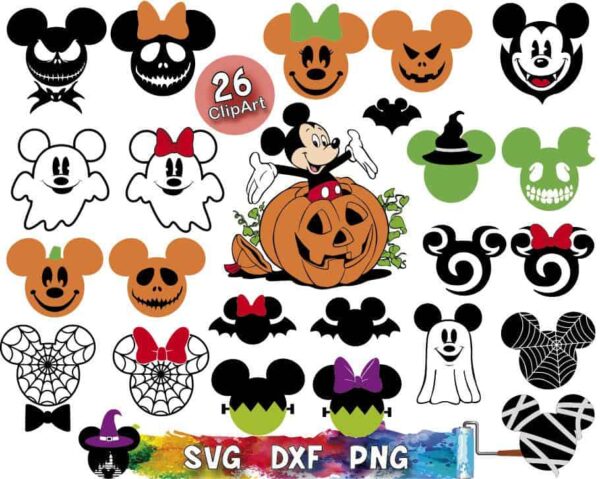 Bundle Disney Svg, Mickey Minnie Svg, Pumpkin Svg, Halloween Bundle Svg