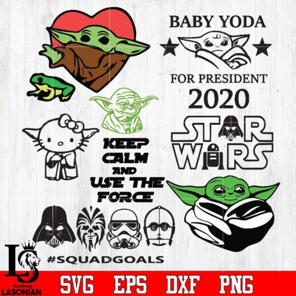 Bundle Keep Calm And Use The Force, Baby Yoda, Squadgoals Svg