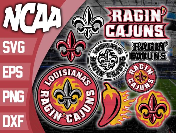 Bundle Logo Louisiana Ragin Cajuns Svg, Trending Svg