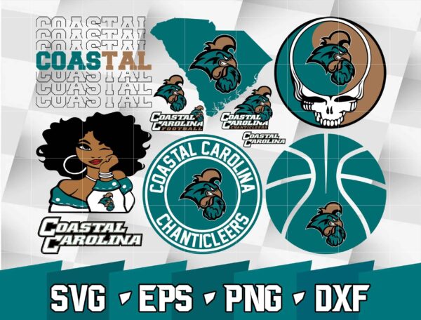 Bundle Ncaa Random Vector Coastal Carolina Chanticleers Svg Eps Dxf