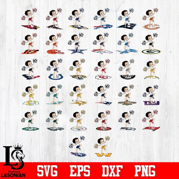 Bundle Nfl Betty Boop Cheerleader Bundle Nfl,Bundle Sport, Svg Eps