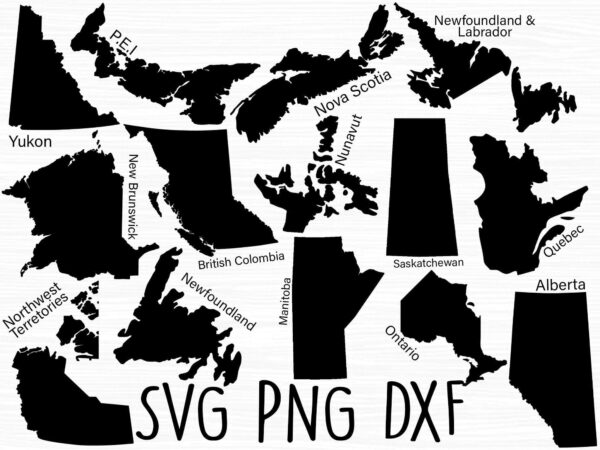 Canada Svg Bundle, Canadian Provinces Svg, Map Outline Svg, Map Svg,