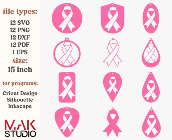 Cancer Earring Svg Cancer Earring Dxf Faux Earring Cut Files Cancer