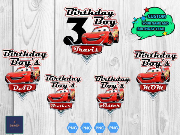 Cars Family Birthday Bundle Png, Cars Party Png, Cars Mcqueen Png,