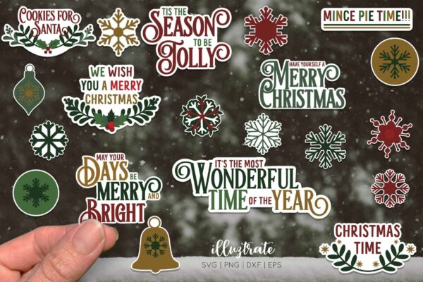 Christmas Stickers Svg, Christmas Sticker Svg Bundle, Stickers Svg,