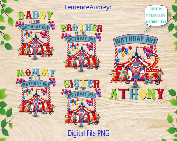 Circus Birthday Family Bundle, Png, Circus Personalized Png, Circus