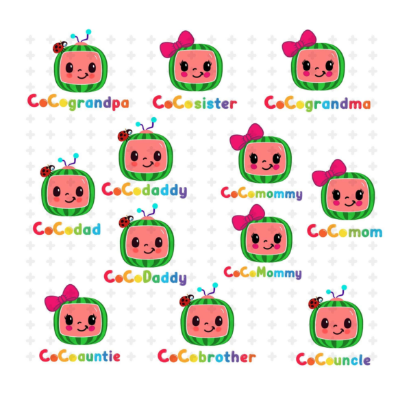 Cocomelon Family Svg, Cocodad Printfile, Cocomom Birthday Svg,