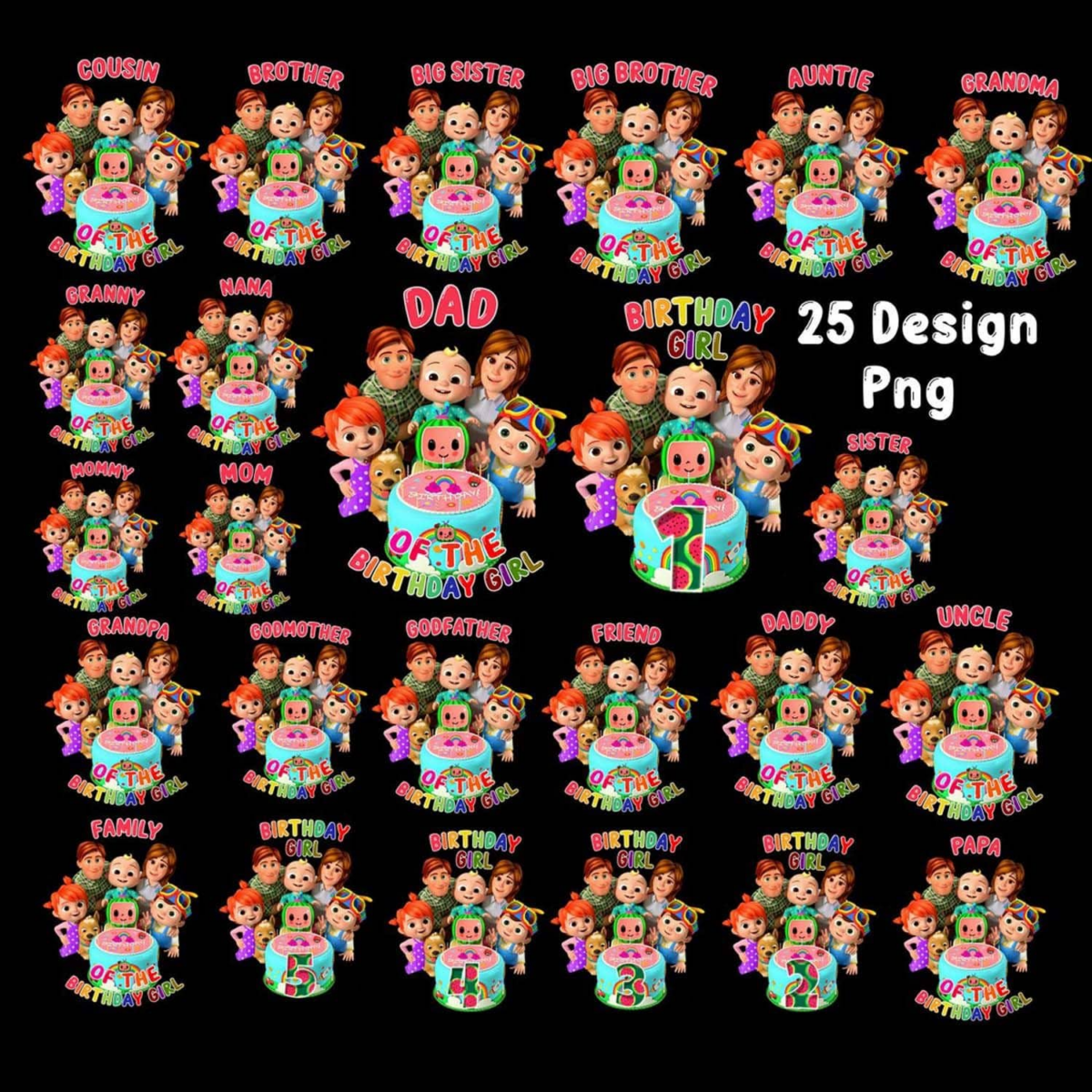 Cocomelon Png, Cocomelon Birthday Png, Family Bundle Cocomelon,