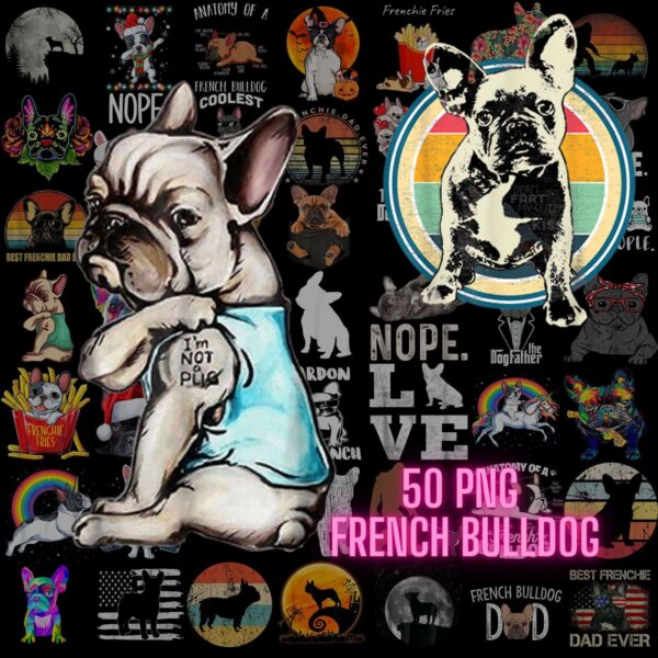 Combo 50 French Bulldog Png, Bundle French Bulldog Png, Cute French