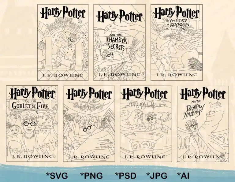 Complete Harry Potter Book Covers Line Art Bundle